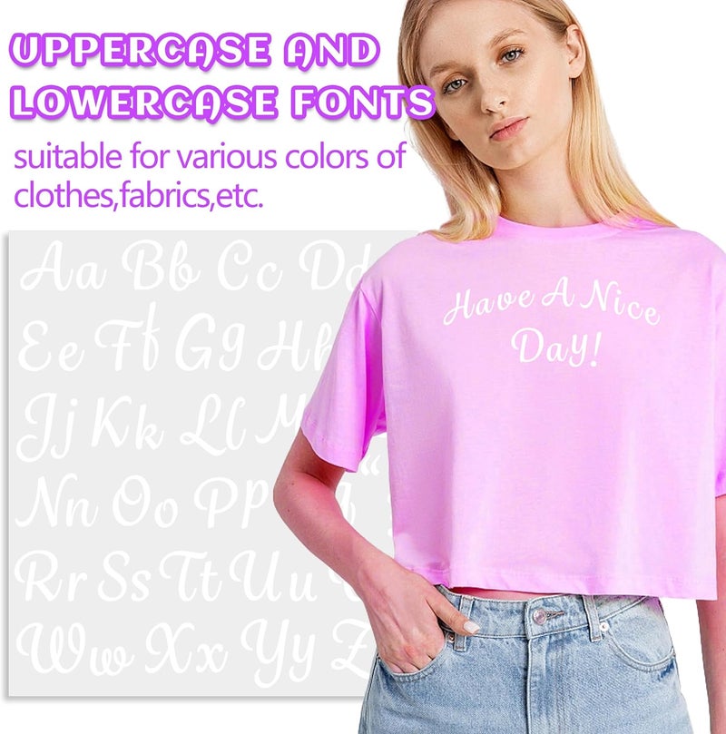 LUHIMO 5 Sheets 285 Pieces Iron On Letters for Clothing, 1 Inch White Heat Transfer Vinyl Letters, Iron On Cursive Upper & Lowercase Alphabets Decals with A-Z for Backpack，Jerseys，Fabric T-Shirts DIY - Image 5
